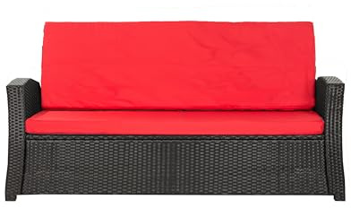 Setgarden® bänkskydd polyrattan trädgårdsbänk, sittdyna, bekväma sittdynor för trädgårdsbänkar – perfekta dynor för din trädgårdsoffa eller hollywoodgunga (röd, 110 x 60 x 50 cm)