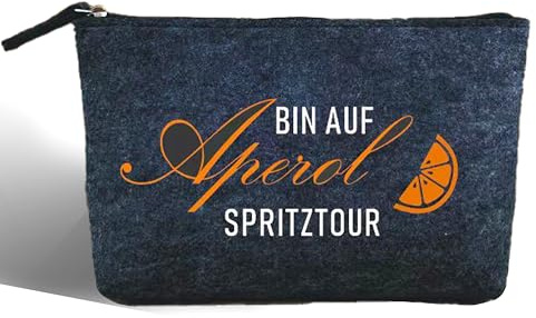 Kosmetiktasche Filz Damen Reise Tragbare Make-up-Taschen mit Reißverschluss Kulturtasche Schminktasche Geschenkidee Freundin Aperol Fan Aperol Geschenke JGA Geburtstag Party