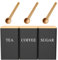 Eidoct Tea Sugar and Coffee Canisters set 1L Vintage Kitchen Canister Set tea coffee sugar 3 Piece of Metal Canister Storage Jar Container Set With Airtight Bamboo Lid (Square Black)