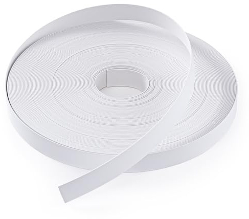 FAKILO PVC Edge Banding 19mm x 30m Veneer Edge Banding White with Hot Melt Adhesive Pre - glued Iron on Edging Tape Trim for Cabinet Plywood Repairs and Furniture Restoration