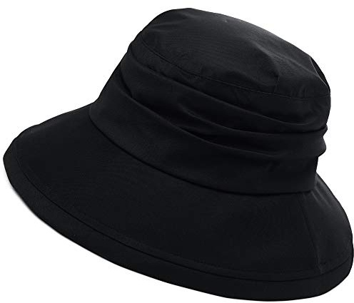 Comhats Faltbarer Damen Regenhut Sonnenhut wasserdichte Mütze mit Kinnband UPF50+ | Wasserabweisend, faltbar und mit UPF 50+ sowie Kinnband – ideal für Reisen, Wandern, Angeln, Safari und Picknick.
