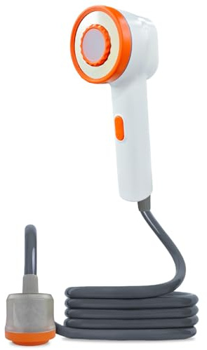 Trywise Pompe de Douche Portable Rechargeable, Kit Douche de Camping Imperméable avec Pomme de Douche 4 Modes, Affichage Intelligent - pour Camping, Randonnée, Plage, Extérieur