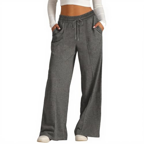 Neteson Pantaloni Sportivi Donna Larghi Pantaloni da Jogging Gamba Larga Pantalone della Tuta Vita Alta della con Tasche Pantaloni Jogger Fitness Sport Yoga