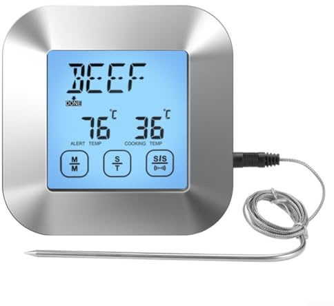 Termómetro digital para parrilla con pantalla táctil y 8 modos de carne diseñado para medir la temperatura exacta de la barbacoa y el horno
