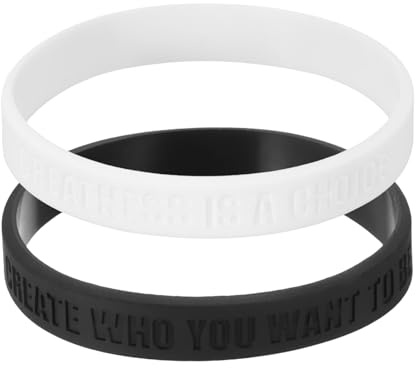 PATIKIL 2Pcs Greatness Is A Choice Motivational Wristbands, Personalized Bands with Text Silicone Wristbands Custom Rubber Bracelets for Fitness Workouts Exercise, Black/White