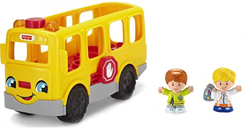 Fisher-Price Little People musikalisk småbarn leksak sitta med mig skolbuss med ljus ljud och 2 figurer för låtsaslek, barn i åldrarna 1+ år