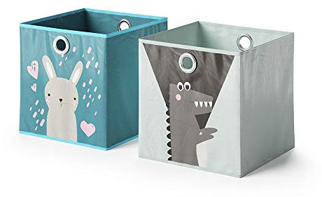Vicco Faltbox 30x30, Regalbox für Kinder, Blau/Grau, 30 x 30 cm 2er Set