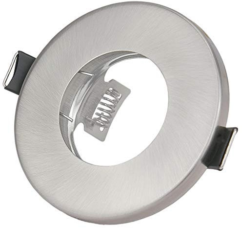 12x Einbaustrahler Set Rahmen IP-44 Edelstahl gebürstet rund für Bad und Außen-Anlagen- Einbaurahmen für GU10 MR16 Leuchtmittel - Ø55-60mm Bohrloch Badezimmer Einbau-Spot Strahler Einbauleuchte