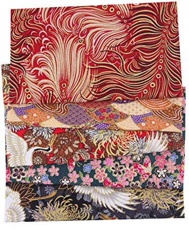 5er Baumwollstoff Meterware Patchwork 50x50 cm Chinesischer Stil Gedruckt Blumen Gold Muster Bronzing Stoffpaket Stoffpakete Baumwolle Stoffe Zum Quilten Artcraft Handarbeit