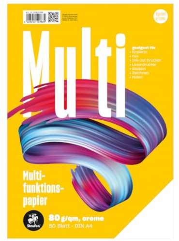 Staufen-stil multifunktionellt papper, DIN A4, 80 g/m², färg: krämfärgad, 2 paket med 50 ark