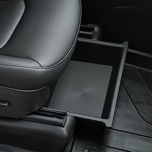 Jawjut Front Under-seat Storage Box for Tesla Model y, Waste Bin Accessory, ABS+TPE Double Hidden Design