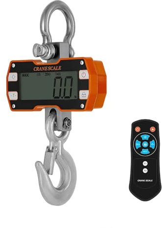 LeTkingok 1T/2T Hochauflösende Kranwaage, Hängewaage, Hängewaage, Hakenwaage, LCD-Display (Orange,2T)