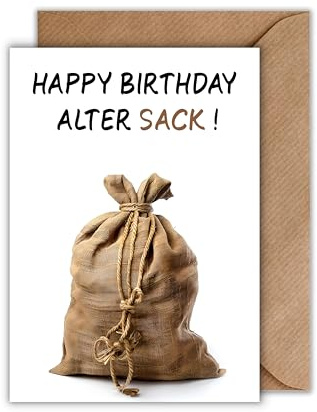 WBdesignz Geburtstag Karte mit Umschlag - Lustige Geburtstagskarte Happy Birthday Alter Sack Glückwunschkarte Geschenkkarte zum Geburtstag (DIN A6)