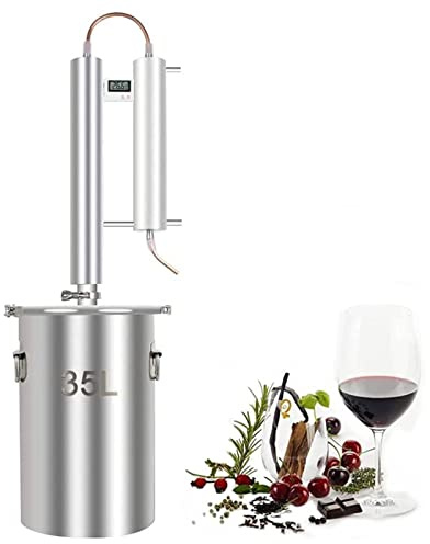 Distillatore di Alcol da 35 Litri, Caldaia per Kit di Birra Fatta in casa con termometro, Caldaia per liquori in Acciaio Inossidabile 304 Fai-da-Te per produrre Acqua di distillazione, Rugiada Pura,