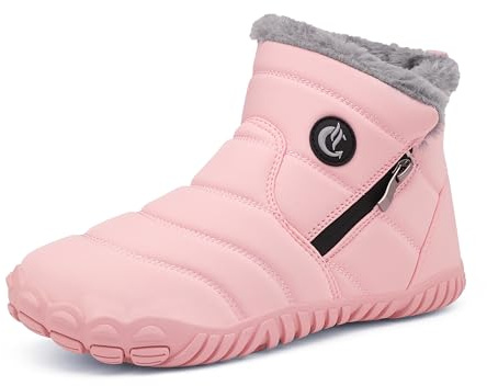 CELANDA Barfot, vinterskor, dam, varm, plysch, fodrade vinterstövlar, herr, vinter, snöstövlar, halkfria, korta skaft, stövlar, bekväma slip-on stövlar, utomhus, storlek 36–46 EU, ROSA, 36 EU