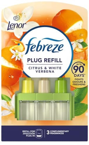 Air freshner 3 Volution Plug Refill - Citrus & White Verbena Fragrance, 20ml Bottle for a Lasting Burst of Freshness and Invigorating Aromatherapy- Perfect for Your Home