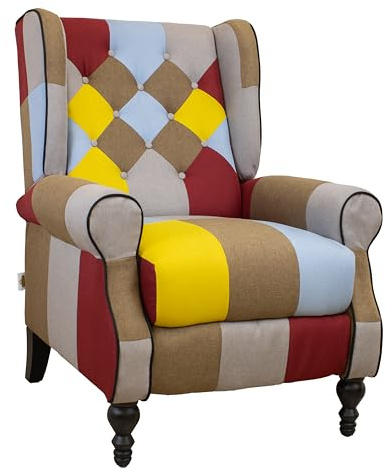 Poltrona Relax Reclinabile Patchwork Bergère Design Moderno