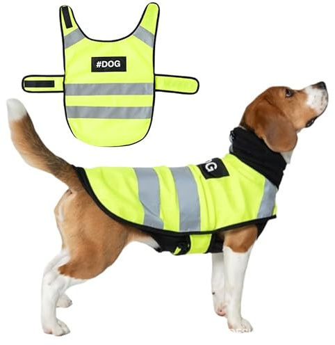 TOPSOSO Reflektierende Sicherheitsweste für Hunde Hochsichtbare Warnweste Reflektorstreifen Atmungsaktives Hundegeschirr für Nachtspaziergänge Outdoor-Aktivitäten Hundewarnweste für alle Rassen