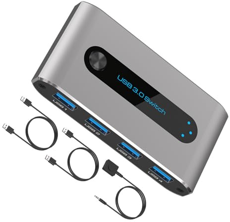 Zqxnt Commutateur USB 2 entrées 4 sorties pour un partage de périphériques entre deux ordinateurs Commutation USB pour clavier, PC, imprimante, périphérique de partage