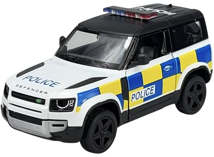 Easy Toys Modellino Auto Compatibile con Land Rover Defender Polizia - Suv Giocattolo in Scala con Porte Apribili - Modellismo Automobile