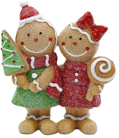Ahuuen Figura De Muñeco De Jengibre,Pareja De Galleta Decorativa Invernal Centro De Mesa - De Mesa Navideño para Chimenea Estantería Dormitorio Y Comedor,Decoración Infantil y Adultos para Dormitorio