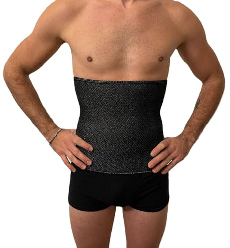 eMMe SQUARE - Fascia Lombare Termica in Misto Lana, Supporto Schiena e Addome, Pancera Elastica Unisex, Made in Italy, Effetto Termico per Dolori Muscolari