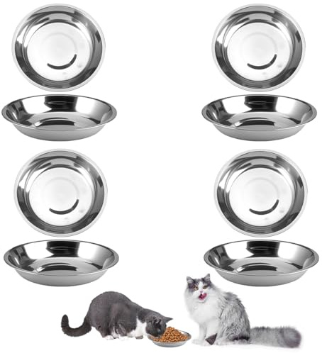 8 Pièces Gamelles pour Chat en Acier Inoxydable, 15 cm Résistante à La Rouille et Facile à Nettoyer Gamelle Chaton pour L'alimentation et L'abreuvement Quotidiens des Chats et des Petits Chiens