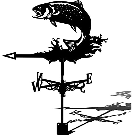 LMMOZOE Dekorative Windfahne, Wetterfahne, Schwarz, Gartenmontage, Hof, Fisch, Karpfen, Dekoration, praktischer Windrichtungsanzeiger, Terrasse, Hof, Ornament, Dekoration, Wetterfahne, Kunsthandwerk