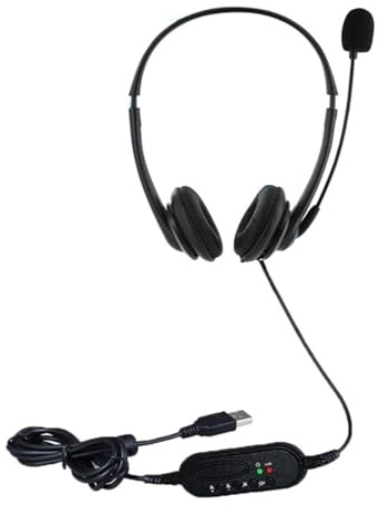 Hkfgdjdl Cuffie sovrauricolari leggere da USB C a 3,5 mm adattatore comfort fit per riunioni online musica con microfono a cancellazione del rumore