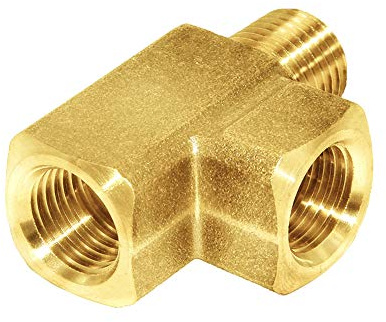 Joywayus Brass Pipe Fitting Barstock Street Tee T 3 way NPT 1/4 Female × 1/4 Female × 1/4 Male Adapter