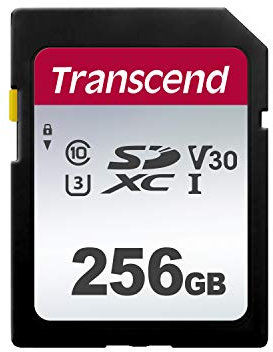 Transcend Scheda di memoria SDXC 300S da 256 GB UHS-I, C10, U3, V30, 4K, Full HD, fino a 95/40 MB/s (ideale per fotocamere digitali) con confezione Frustration Free - TS256GSDC300S-E