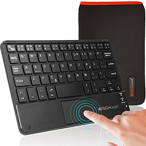 TECHGEAR Active Strike Pro Mini Clavier UK English QWERTY sans Fil Bluetooth avec Souris et pavé Tactile pour iPad (+ étui de Transport)
