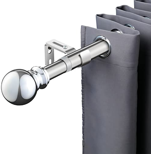 Telescoping Curtain Rods, 34-52 inch & 1 Damater Adjustable Window Curtain Rod Set with Bracket，Sturdy Silver Drapery Curtain Rod Suitable for Kitchen Bedroom Window Office (34” to 52”, Silver)