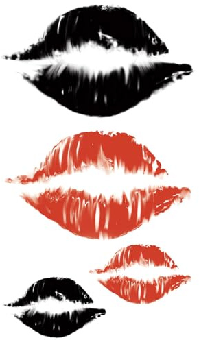 Temporäre tattoos Lippen - 1 Blatt von Fake tattoos | Lippen Tätowierung | Schwarz und rot | Lippen Klebetattoos, Herren, Damen - TATTOO YOUR STYLE