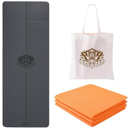 EKE Tappetino da yoga pieghevole in poliuretano + TPE, spessore 5 mm, dimensioni standard, pieghevole, leggero e portatile, ideale per yoga, pilates, fitness, sport, allenamento, borsa per il