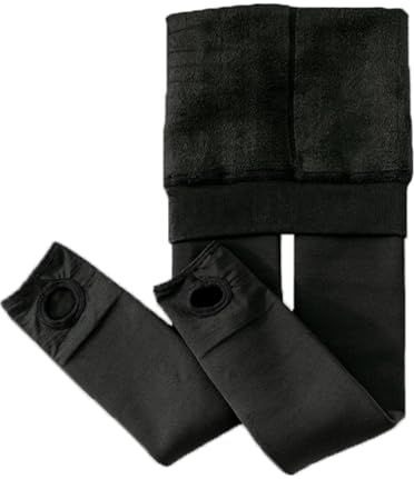 Fudaolee Collant da Caldo per Bambina Inverno Termici Leggings C-Nero S