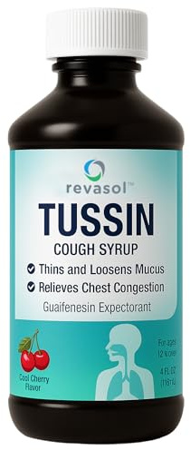 Revasol Tussin Cough Syrup, Mucus Clear for Phlegm and Congestion, Tussin Guaifenesin Liquid & Chest Decongestant for Adults and Kids 12 and Up, Expectorant Mucus Support Liquid