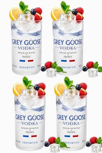 GoGiftid Upcycled Glasses – 300ml Recycled Tumblers Created Using Grey Goose Vodka Bottle | Eco-Friendly Barware for Spirits, Cocktails & Juice | Unique Gift (Pack of 4)