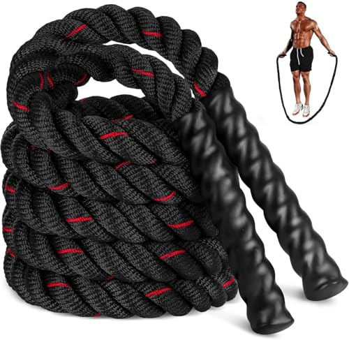 Jump Rope, Weighted Jump Rope for Fitness, Heavy Exercise Jumping Ropes, Adult Skipping Rope for Men Women Improve Strength, Building Muscle, Home Workout Equipment (2.8lb RED)