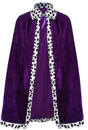 kkrrammii Cape du roi royal pour adulte, cape de 129,5 cm, robe de carnaval pour Halloween, Noël, cosplay, performance sur scène, accessoires de fête de conte de fées, bleu, violet, rouge (violet)