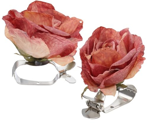 Baluue 2 Pezzi Fermatende con Clip Fiore Fermatenda Decorativo per Interni Pinze per Tende Facili da Usare Accessori Tende Murali per Casa e Hotel Fibbia Fermatenda con Design Floreale
