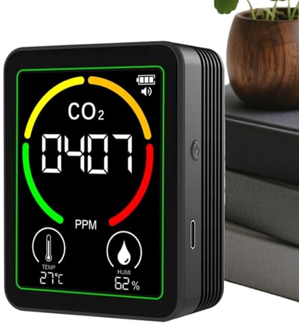 Misuratore a Qualità 'Aria | Termoigrometro Digitale per Temperatura e Umidità | Strumento di Precisione per il Monitoraggio 'Aria,per Casa Camera da Ufficio Scuola Ospedale Viaggio in o Hotel