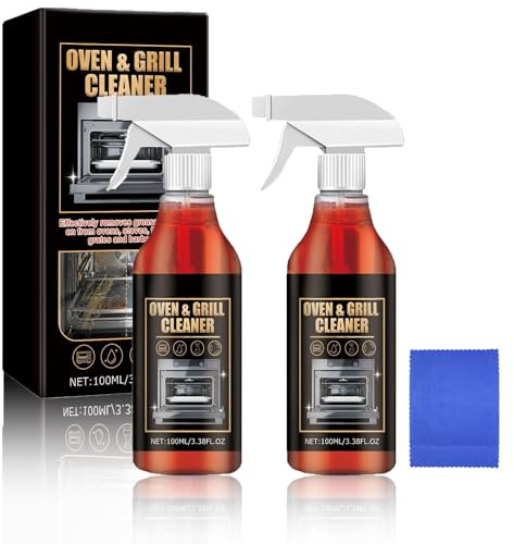 Oven Cleaner Spray, ugn och grillrengöringssats, extra stark ugnsrengörare, ugns- och grillrengöringsspray för köksfläktar, gasgrill, rostfritt stål, kök (2 st)
