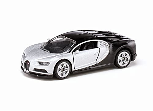 siku 1508, Bugatti Chiron Sports Car, Toy car for children, Metal/Plastic, Silver/Black, Opening doors
