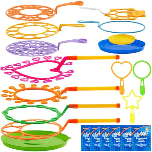 JOYIN Gigantiska bubbelstavar, 53 cm, set med 6 st bubbellösning, lämplig för barn, sommar- och utomhuslektid, fest och spel