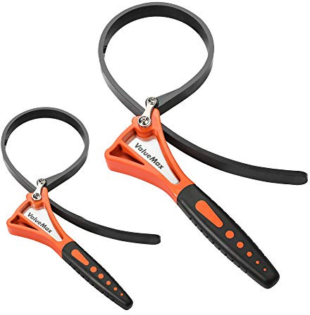 ValueMax 2-piece Strap Wrench Set, Adjustable Oil Filter Wrench with Max Diameter 4 (Small) & 6 (Large) for Shower Head Water Filter, Jar Opener Set