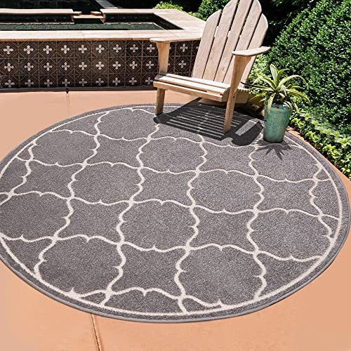 SANAT Alfombra de Exterior Resistente a la Intemperie – Alfombra para Interiores y Exteriores – Alfombra de balcón Impermeable – Alfombras para terraza, jardín, Cocina, baño o salón – Gris Claro, 150
