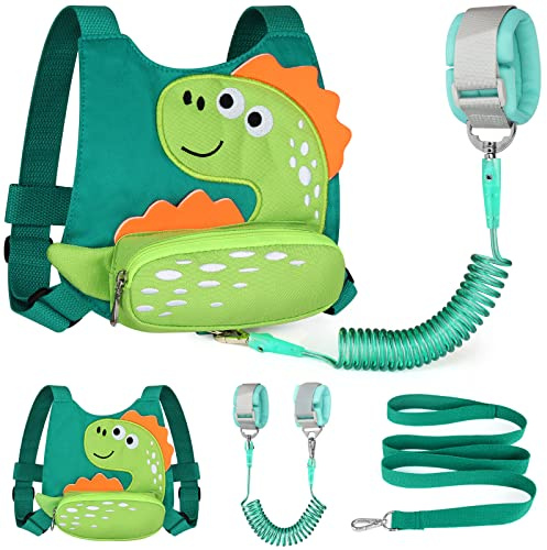Toddler Harness Leash with Anti Lost Wrist Link, Accmor Cute Dinosaur Kids Harness Children Leash, Adorable Anti Lost Leash Walking Wristband Assistant Strap Belt for Baby Boys Girls Outdoor