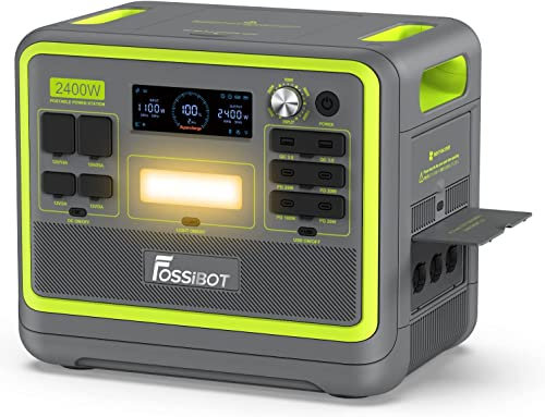 FOSSiBOT F2400 Generatore Elettrico Solare Portatile 2400W, 2048Wh LiFePO4 Batteria di Soccorso con 3 Uscite AC 2400W (4800W Pic), Gruppo Elettrogeno Solare per Campeggio Car