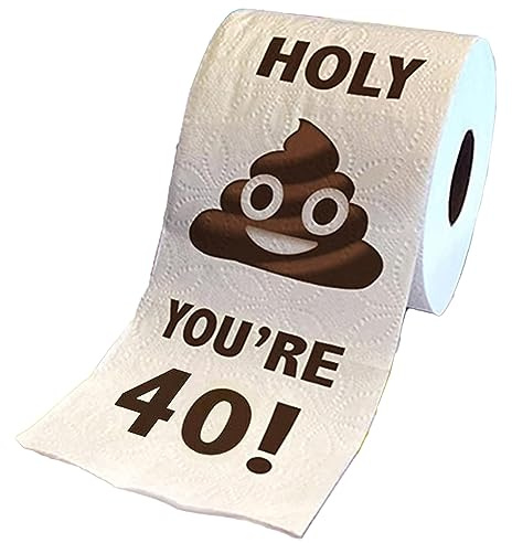 Funny Toilet Paper Roll Birthday Decoration, Happy Prank Toilet Paper, 30th-60th Birthday Gifts for Women Men Gift, 3 Layers for Families, Friends (40th Birthday)